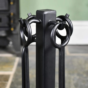 16" Tall Black Contemporary Fireside Set