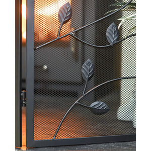 Black Three Fold Fire Guard Tree Leaf Design