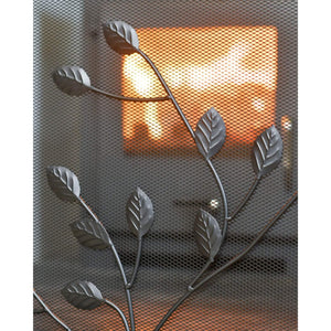 Black Three Fold Fire Guard Tree Leaf Design