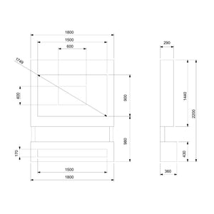 Celsi S1600 Media Wall Suite Cupria Slate 1800