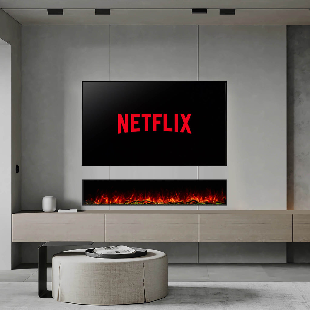 Clarendon 50 Inch Borderless Inset Electric Fire Ultra-High Definition Media Wall Insert