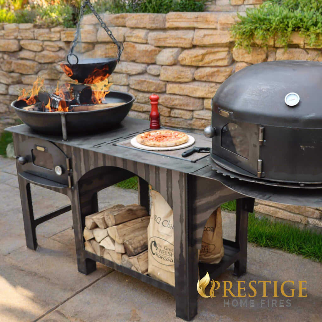 Complete Outdoor Kitchen with Dome Oven and Log Store