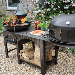 Complete Outdoor Kitchen with Dome Oven and Log Store