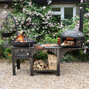 Complete Outdoor Kitchen with Dome Oven and Log Store