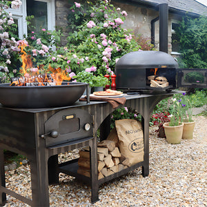 Complete Outdoor Kitchen with Dome Oven and Log Store