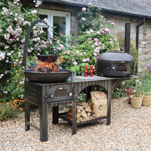 Complete Outdoor Kitchen with Dome Oven and Log Store