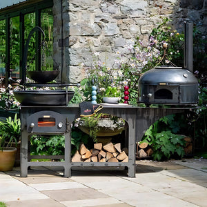 Complete Outdoor Kitchen with Dome Oven and Log Store