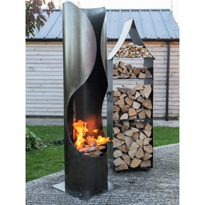 Curve Chiminea with Swing Arm BBQ Rack