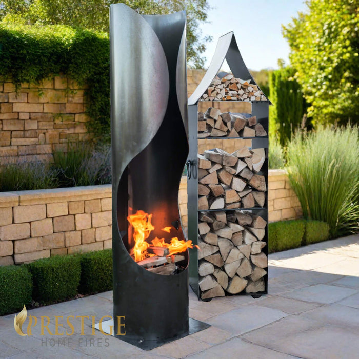 Curve Chiminea with Swing Arm BBQ Rack