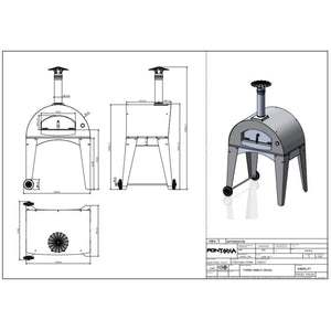 Fontana Amalfi Wood Pizza Oven with Trolley Black