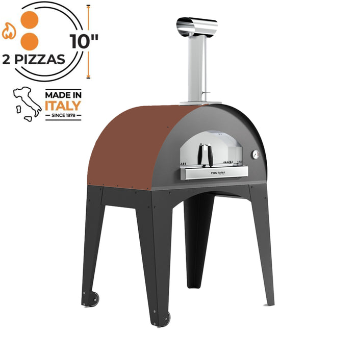 Fontana Lorenzo Rosso Wood Pizza Oven with Trolley