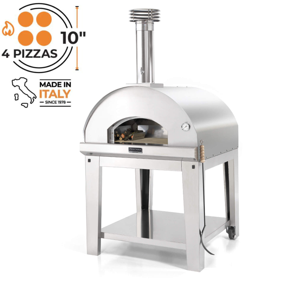 Fontana Marinara Stainless Steel Wood Pizza Oven Including Trolley