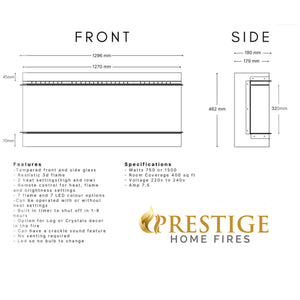 Prestige Lumina 50 Inch 3D Panoramic HD 3 Sided Electric Fire