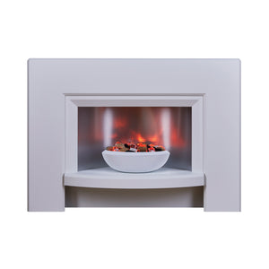 Suncrest Stockeld Electric Fireplace Suite with Brushed Steel Back Panel and Pebble Effect