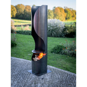 Curve Chiminea with Swing Arm BBQ Rack