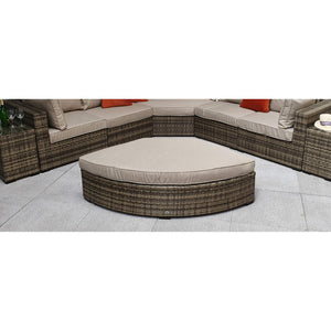 Jessica Large Corner Brown Sofa Set with Pouffe and Glass Top End Tables