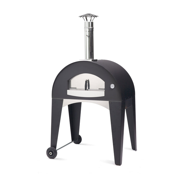 Fontana Amalfi Wood Pizza Oven with Trolley Black