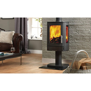 ACR Neo 3P ECO Wood Burning Stove with glass sides and pedestal base