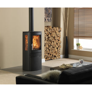 ACR Neo 3C ECO Wood Burning Stove with glass sides and cupboard base